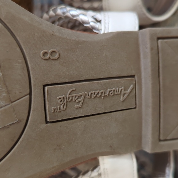 American Eagle Strappy Stud Thong Summer Sandals 8 White Silver - Picture 10 of 16